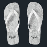 Bride Flip Flops<br><div class="desc">Bride Wedding Lace The beach is calling, and these flips flops are your answer! Pay ode to the summer and free your toes. Live, work and play with your feet exposed. Life really is a beach. Thong style, easy slip-on design. 100% rubber makes sandals both heavyweight and durable. Cushioned footbed...</div>