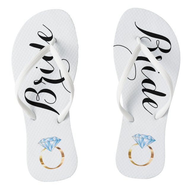 Bride Flip Flops with Diamond Ring (Footbed)