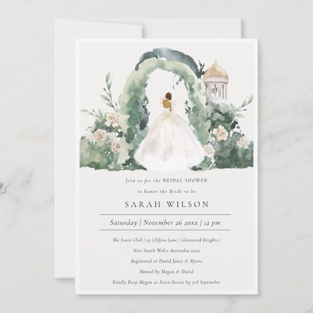 Bride Floral Arch Botanical Bridal Shower Invite (Front)