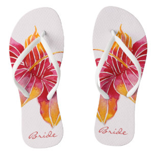 Bride Floral Hawaiian Flip Flops