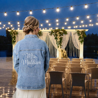Bride Floral Heart Monogrammed Denim Jacket