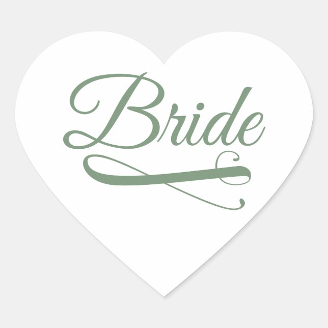 Bride Flourish Green Heart Sticker (Front)
