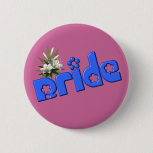Bride Flower Bouquet 2 Inch Round Button