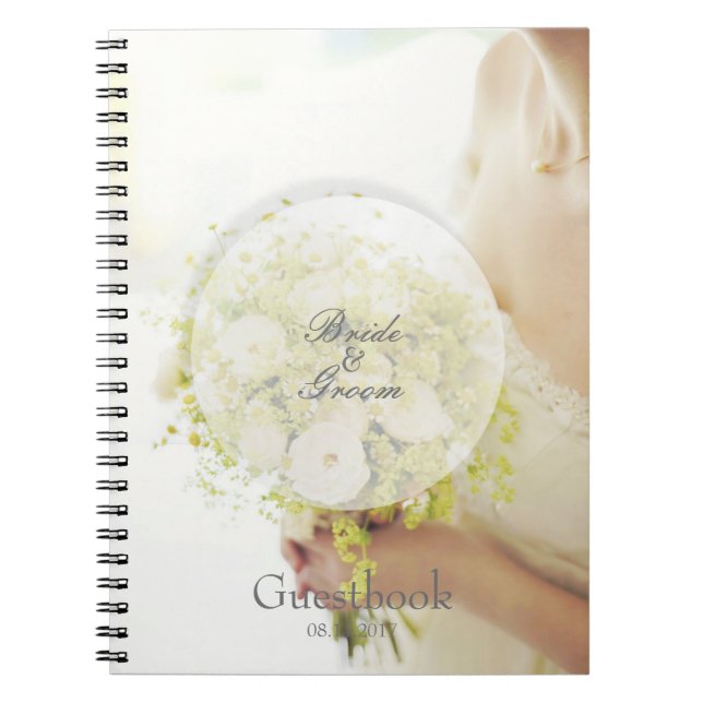 Bride flower bouquet editable wedding guest book (Front)