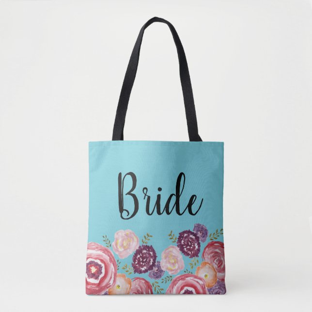 Bride Flower Pattern Pink Tote Bag (Front)