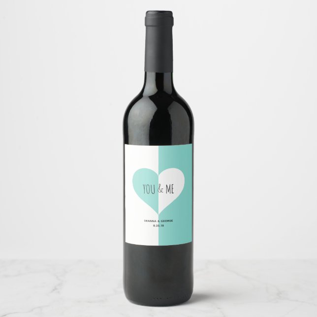 BRIDE Forever You & Me Suite Shower Hearts Party Wine Label (Front)