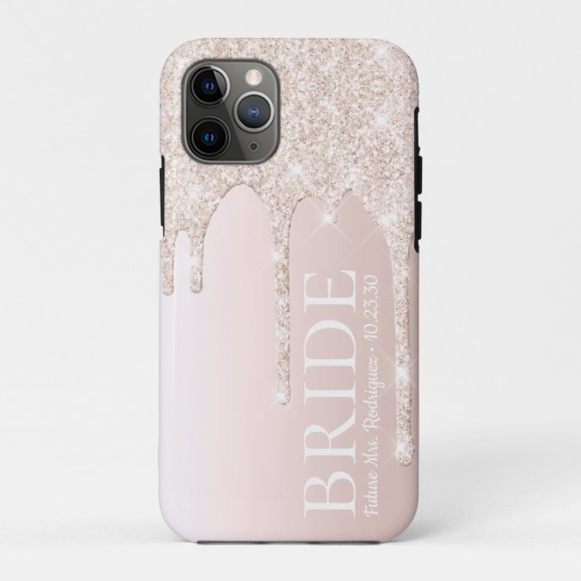 Bride Future Mrs Blush Pink Glitter Case-Mate iPhone Case (Back)