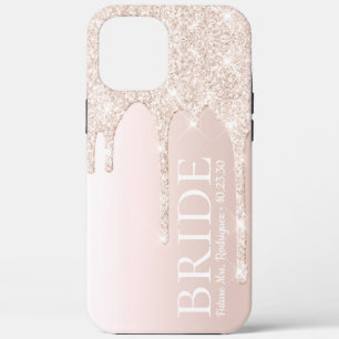 Bride Future Mrs Blush Pink Glitter Drip iPhone 12 Pro Max Case