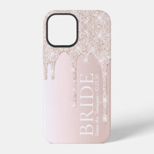 Bride Future Mrs Blush Pink Glitter Drip iPhone 12 Case