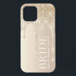 Bride Future Mrs Gold Glitter Drip iPhone 12 Case<br><div class="desc">This beautiful gold foil phone case with dripping glitter from the top that says "BRIDE" in a modern CAPS font and has your future married name and wedding date in a script font is perfect for you while planning your wedding. It will look awesome on your phone. A bridal must...</div>
