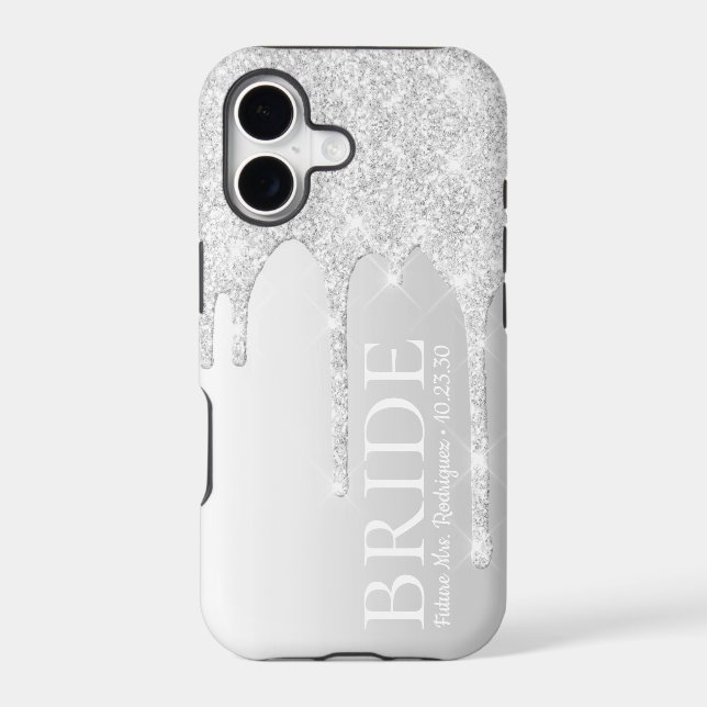 Bride Future Mrs Silver Glitter Drip (Back)