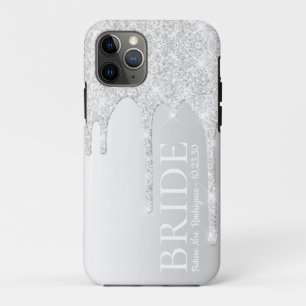Bride Future Mrs Silver Glitter Drip iPhone 11 Pro Case
