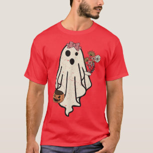 Bride Ghost Funny Halloween Boo Pumpkins Flower T-Shirt