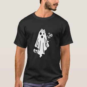 Bride Ghost Halloween Costume Scary Pumpkin Lamp T-Shirt
