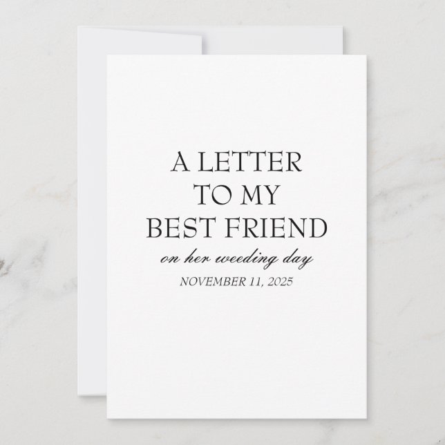 Bride Gifts Personalized "To My Best Friend" Card  (Front)