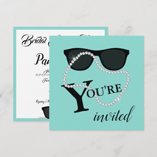 BRIDE Glam Celebrate Diamond Tiara Party Shower Invitation (Front/Back)
