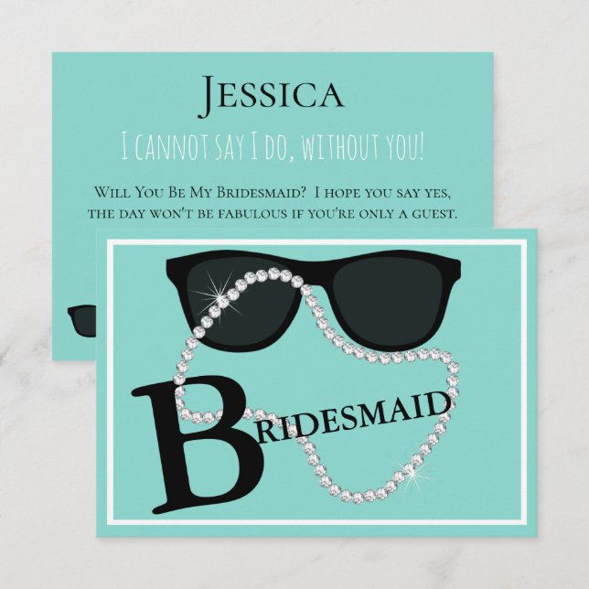BRIDE Glam Celebrate Tiara Party Be My Bridesmaid Invitation (Front/Back)