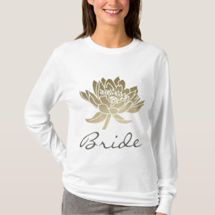 BRIDE GLAMOROUS PALE GOLD WHITE LOTUS FLORAL T-Shirt