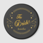 Bride Gold Black Wedding Elegant Classic  Magnet<br><div class="desc">Bride Gold Black Wedding Elegant Classic Sticker is great for the Bride to use with her accessories,  décor or give as favours. Personalize it.</div>