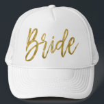 Bride Gold Foil and White Trucker Hat<br><div class="desc">Bride Gold Foil and White Trucker Hat for Her.</div>