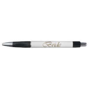 Bride, gold script elegant chic white wedding pen