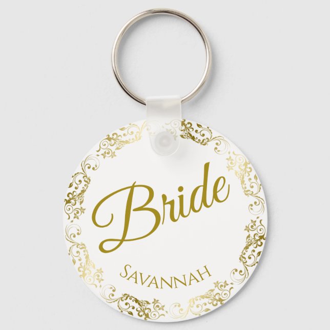 Bride Gold Wedding Keychain (Front)