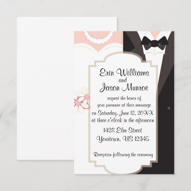 Bride Gown and Groom Tux Invitation (Front/Back)