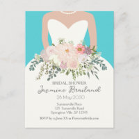 Bride Gown with Floral Bouquet Bridal Shower 
