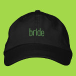 Bride Green Girl Summer Embroidered Dad Hat<br><div class="desc">minimalist chic bride dad hat in green text</div>