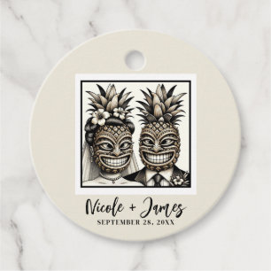 Bride & Groom Aloha Pineapple Tiki Wedding Favour Tags