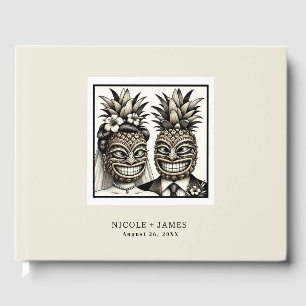 Bride & Groom Aloha Pineapple Tiki Wedding Guest Book