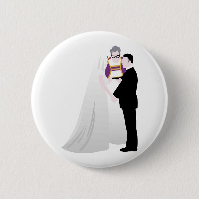 Bride, Groom and Officiant 2 Inch Round Button (Front)