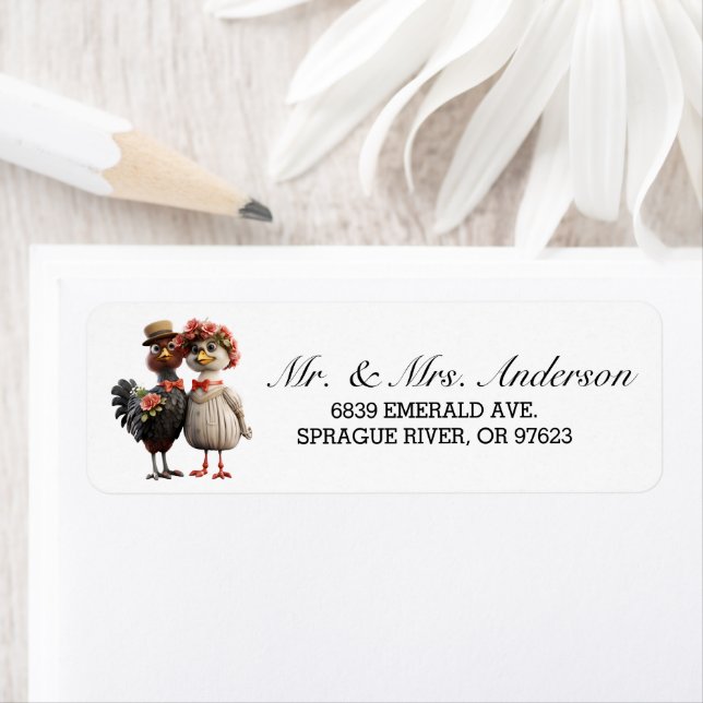 Bride Groom Bird Couple Address Label (Insitu)