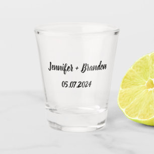 Bride Groom Black Elegant Custom Name Wedding Shot Glass