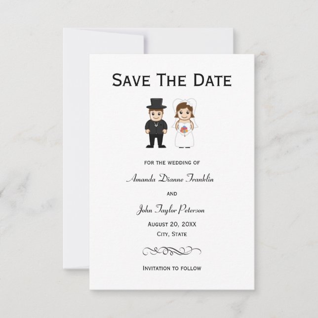 Bride & Groom Black Stripes - 3x5 Save the Date (Front)