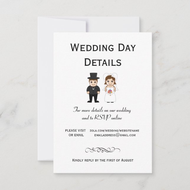 Bride & Groom Black Stripes - Wedding Day Details  Save The Date (Front)