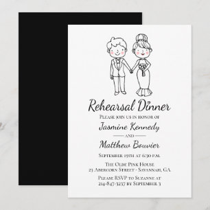 Bride Groom Black Wedding Rehearsal Dinner Invitation