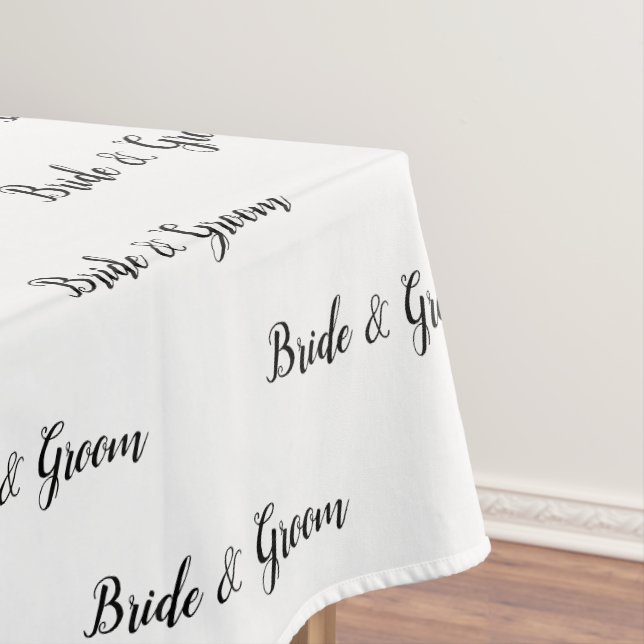 Bride Groom Black White Typography  Tablecloth (In Situ)