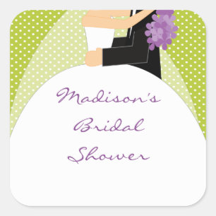 Bride & Groom Bridal Shower Heart Sticker
