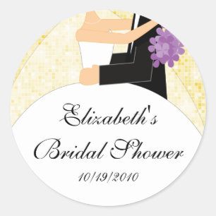 Bride Groom Bridal Shower Sticker Yellow