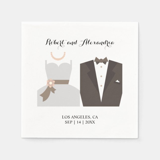 Bride & Groom Bridal Shower Wedding Reception Napkin (Front)