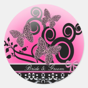Bride & Groom Butterflies  Classic Round Sticker