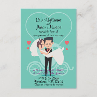 Bride Groom Carriage Heart Wedding Invitation