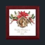 Bride Groom Christmas Gold Floral  Bridesmaid Gift Box<br><div class="desc">Featuring a beautiful Catholic image of the Blessed Virgin Mary and St. Joseph on their wedding day overlaid on a gold frame with poinsettias.</div>