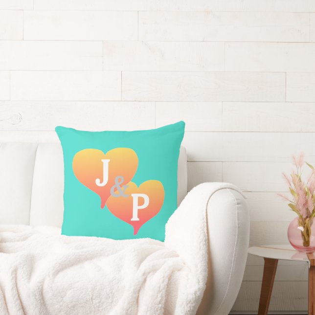Bride Groom Coral Turquoise Coussin réversible (Canapé)