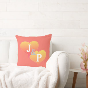 Bride Groom Coral Turquoise Coussin réversible