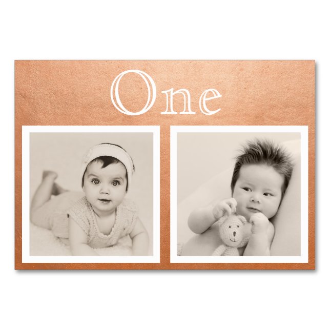 Bride Groom Custom Age Rose Gold Table Number (Front)