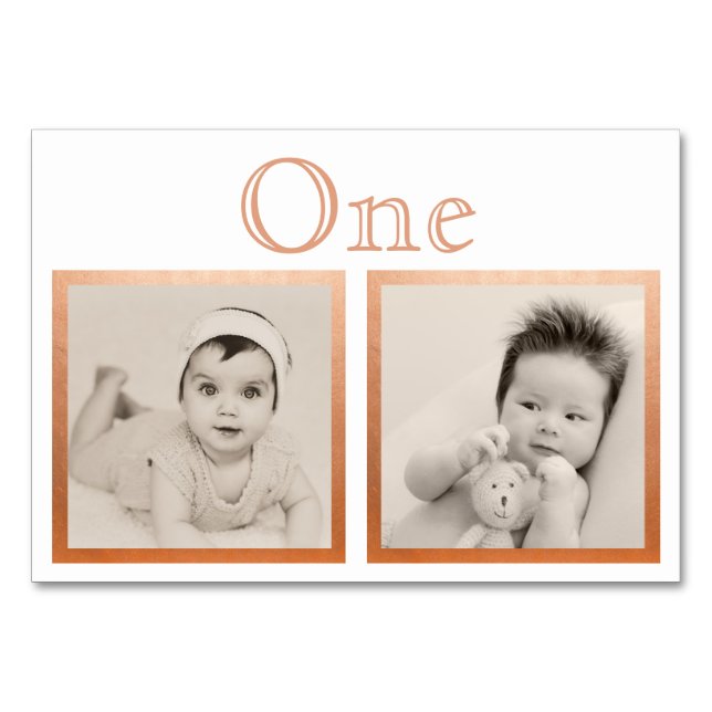 Bride Groom Custom Age Rose Gold Table Number (Front)