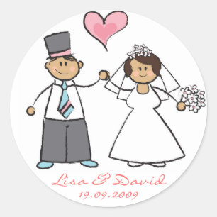 Bride & Groom Cute Couple Mr & Mrs Wedding Sticker