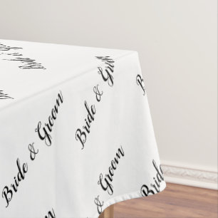 Bride Groom Diagonal Typography Tablecloth